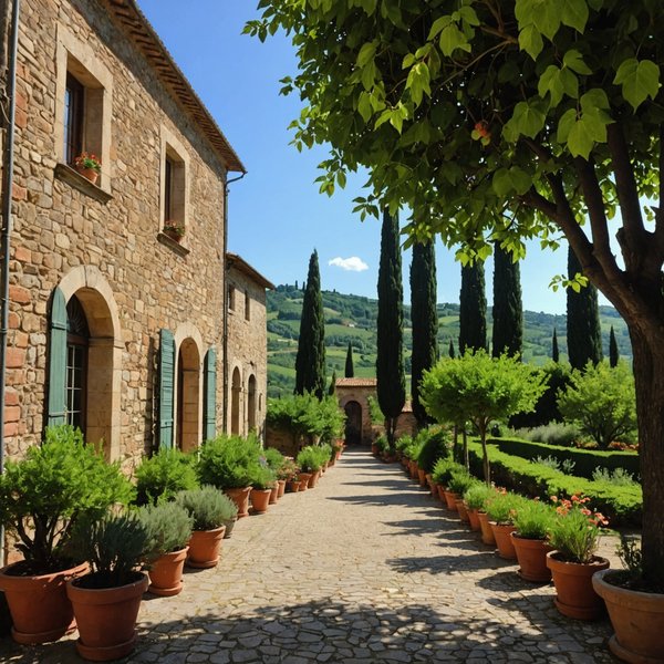 Où trouver une location de vacances en Toscane avec des cours de cuisine et des visites de jardins botaniques?